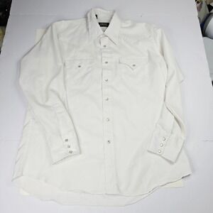 Fenton Mens‎ Western Shirt Extra Long Tail Permanent Press White Cowboy